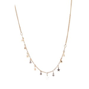 Slickblue 18" Gold Link Chain Necklace with Star & Faux Diamond Charms, Lobster Claw Closure, Stylish Women’s Jewelry - 1 of 4
