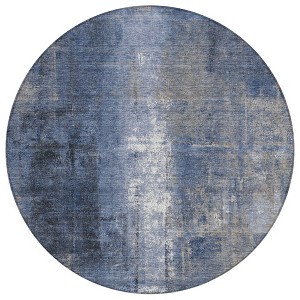 Navy Blue And Ivory Abstract Washable Indoor Outdoor Area Rug - 1 of 4
