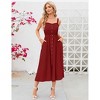 Womens Summer Dress Strap A-Line Drees High Waist Sundress Front Button Ruffle Trim Detail - 2 of 4