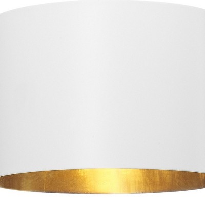 Mini Drum Pendant Light in Matte White with Antique Gold Accents