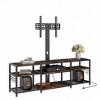 VECELO TV Stand with Mount and Power Outlet, Console Table with Height Adjustable Entertainment Center with Storage Shelves for 70 in. TV, Black/Brown - 2 of 4