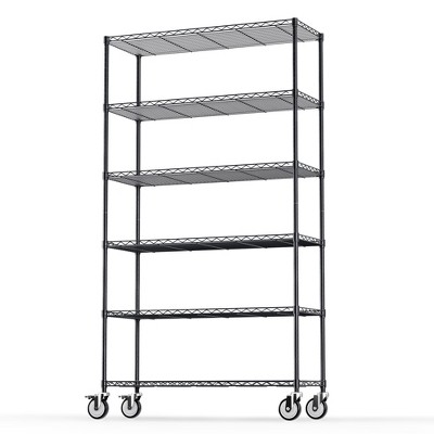 Dolonm Wire Shelving Unit, 6000 LBS NSF Height Adjustable Metal Garage Storage Shelves with Wheels,Metal Shelves