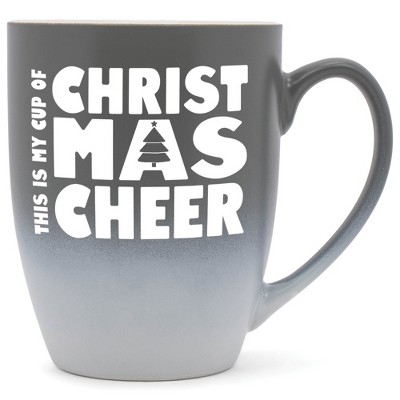 Elanze Designs This is My Cup of Christmas Cheer Two Toned Ombre Matte Gray and White 12 ounce Ceramic Stoneware Coffee Cup Mug