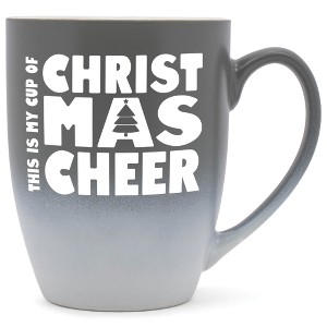 Elanze Designs This is My Cup of Christmas Cheer Two Toned Ombre Matte Gray and White 12 ounce Ceramic Stoneware Coffee Cup Mug - 1 of 4