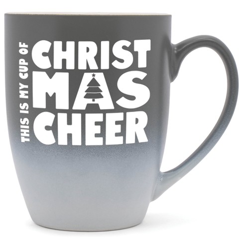 Elanze Designs This is My Cup of Christmas Cheer Two Toned Ombre Matte Gray and White 12 ounce Ceramic Stoneware Coffee Cup Mug - image 1 of 4