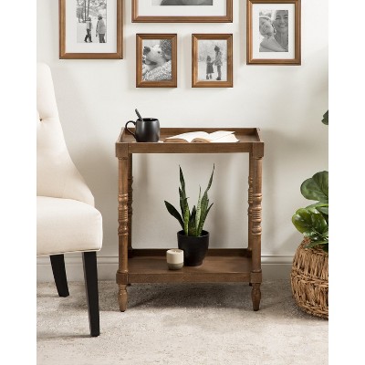 Bellport Rustic Brown Wood Side Table with Shelf