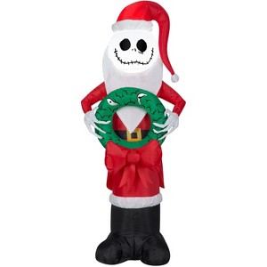 Nightmare Before Christmas Airblown Inflatable Jack Skellington in Santa Suit with Wreath, 4 ft Tall - 1 of 4