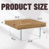 FONTOI Coffee Table with Tempered Glass Legs&Anti - slip Pads, Side Table with Round Edges, Natural Wood&Transparent, 31.5"*15"*31.5" - 3 of 4