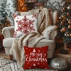 Lomsoe 4pcs Christmas Throw Pillow Covers - Merry Christmas Christmas Tree Snowflake Christmas Ornament Designs, Holiday Decor for Bedroom Sofa Couch - 3 of 4