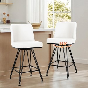 Bekrvio 26" Swivel Counter Height Bar Stools with Back-Faux Leather/Velvet Upholstered, V-Shaped Metal Legs-Modern Counter Stools for Kitchen Island - 1 of 4