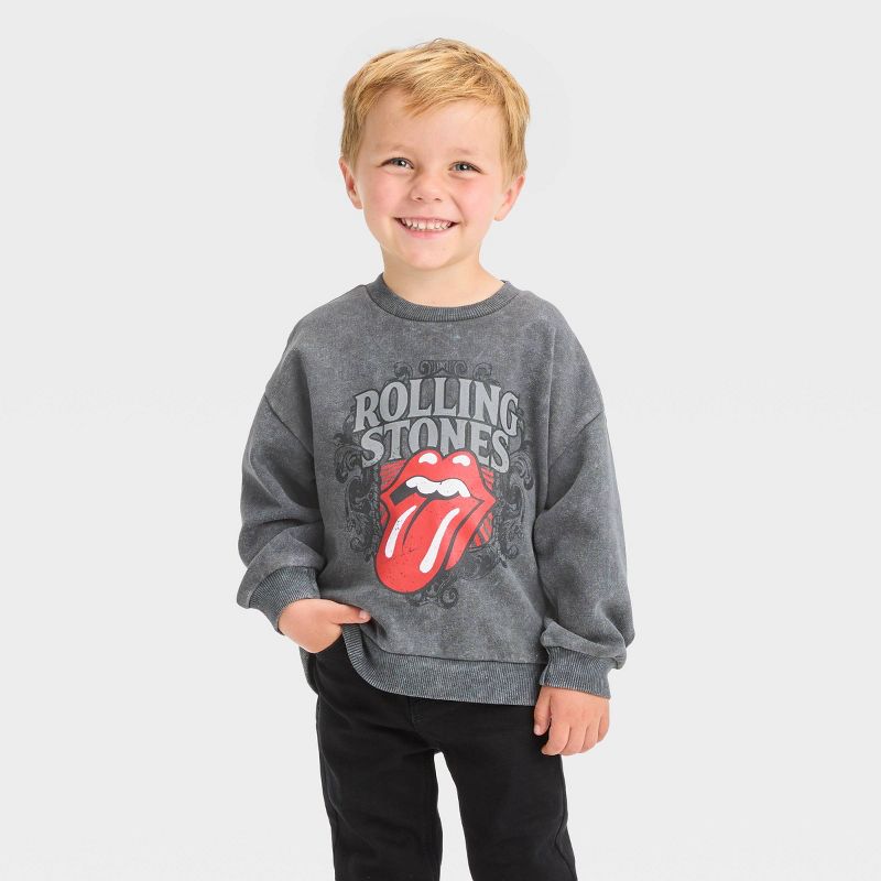 Toddler Boys' The Rolling Stones Printed Pullover Sweatshirt - Black, 1 of 9