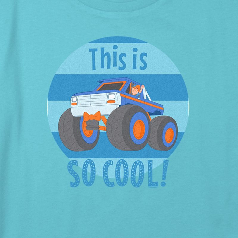 Girl's Blippi This Is So Cool Blue and Orange Truck Crop Top T-Shirt, 2 of 4