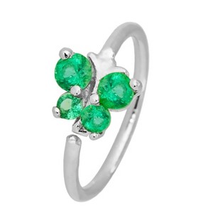 Jewelry Avalanche 20G Ladies 0.11 ctw Emerald Nose Ring, 14K Gold Butterfly Nose Hoop, 5/16"(8mm) - 1 of 4
