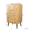 Angel Sar 2 Drawer Wood Rattan Sideboard, Buffet Cabinet, Storage Cabinet for Kitchen - 2 of 4