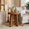 Tribesigns Round Side Table, Farmhouse Solid Wood End Table for Couch, Small Bedside Table for Bedroom, Living Room, Brown - 2 of 4