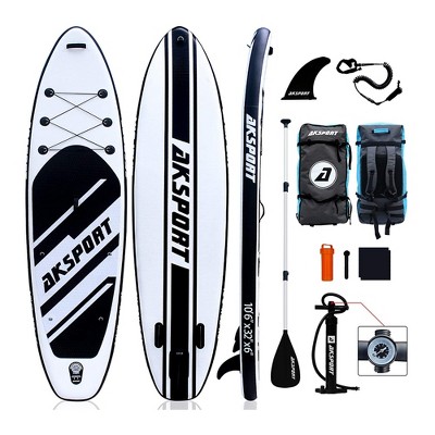 AKSPORT 10'6" Inflatable SUP All Around Stand Up Paddle Board Kit