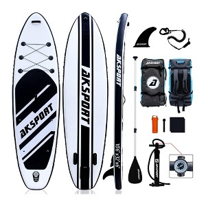 AKSPORT 10'6" Inflatable SUP All Around Stand Up Paddle Board Kit - 1 of 4