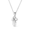 Haus of Brilliance Silver Prong-Set Diamond Accent Floral Cross Pendant Necklace - 4 of 4