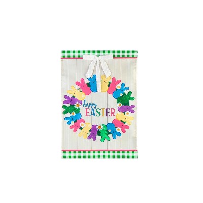 Evergreen Colorful Bunny Wreath Garden Applique Flag 12.5 x 18 Inches Indoor Outdoor Decor