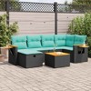 vidaXL 7 Piece Patio Sofa Set with Cushions Black Poly Rattan - 2 of 4