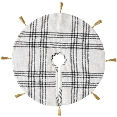 Wintergleam Black White Plaid Tree Skirt 24 VHC Brands
