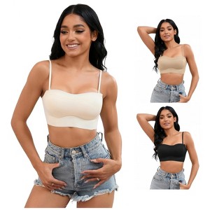 INSPIRE CHIC 3 Pcs Women's Push Up U Back Adjustable Straps Full Cup Wirefree Tube Convertible Bras - 1 of 4