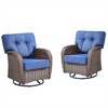Gymojoy 2 Pieces Outdoor Wicker Swivel Chairs with Cushion - 3 of 4