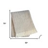 HomeRoots 55" X 70" Linen Cotton Blend Woven Plush Throw Blanket with Fringe - 3 of 4