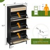 Rattan 3 Flip Drawer Shoe Cabinet, Entryway Black Cabinet Wooden Shoe Rack with Drawer and Adjustable Shelves Freestanding for Entryway Hallway - 2 of 4