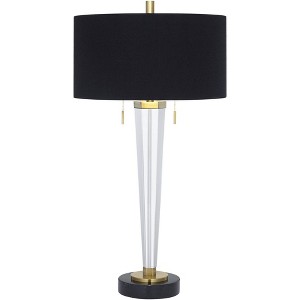 Vienna Full Spectrum Belle Modern Table Lamp 33 1/4" Tall Clear Crystal Glass Black Drum Shade for Bedroom Living Room Bedside Nightstand Office House - 1 of 4