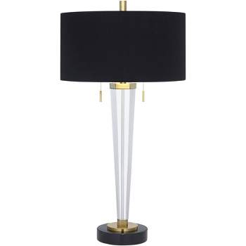 Vienna Full Spectrum Belle Modern Table Lamp 33 1/4" Tall Clear Crystal Glass Black Drum Shade for Bedroom Living Room Bedside Nightstand Office House