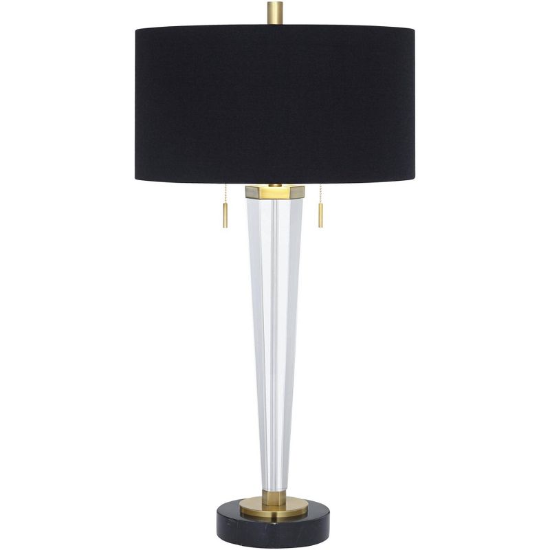 Vienna Full Spectrum Belle Modern Table Lamp 33 1/4" Tall Clear Crystal Glass Black Drum Shade for Bedroom Living Room Bedside Nightstand Office House, 1 of 9