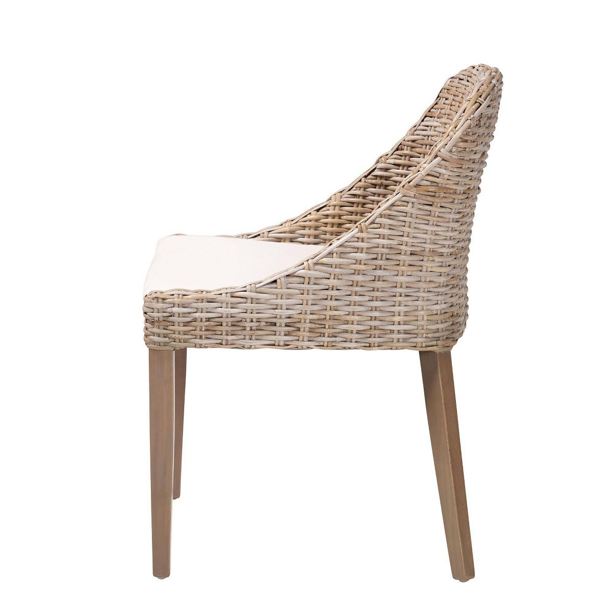 bali & pari Lara Rattan and Mahogany Wood Dining Chair Kubu Gray/Rustic Taupe - thumbnail 4