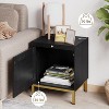 Homhougo Natural Rattan Nightstand Set of 2, Boho Bedside with Storage, End Table with Natural Rattan Decorated Drawers, Solid Metal Legs, Black - 4 of 4