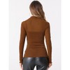 INSPIRE CHIC Women's Mesh Glitter Shiny Mock Turtleneck Long Sleeve Slim Party Shirts - 4 of 4