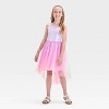 Girls' Sleeveless Ombre Sequin High Low Skirt - Cat & Jack™ Coral Pink - 3 of 3
