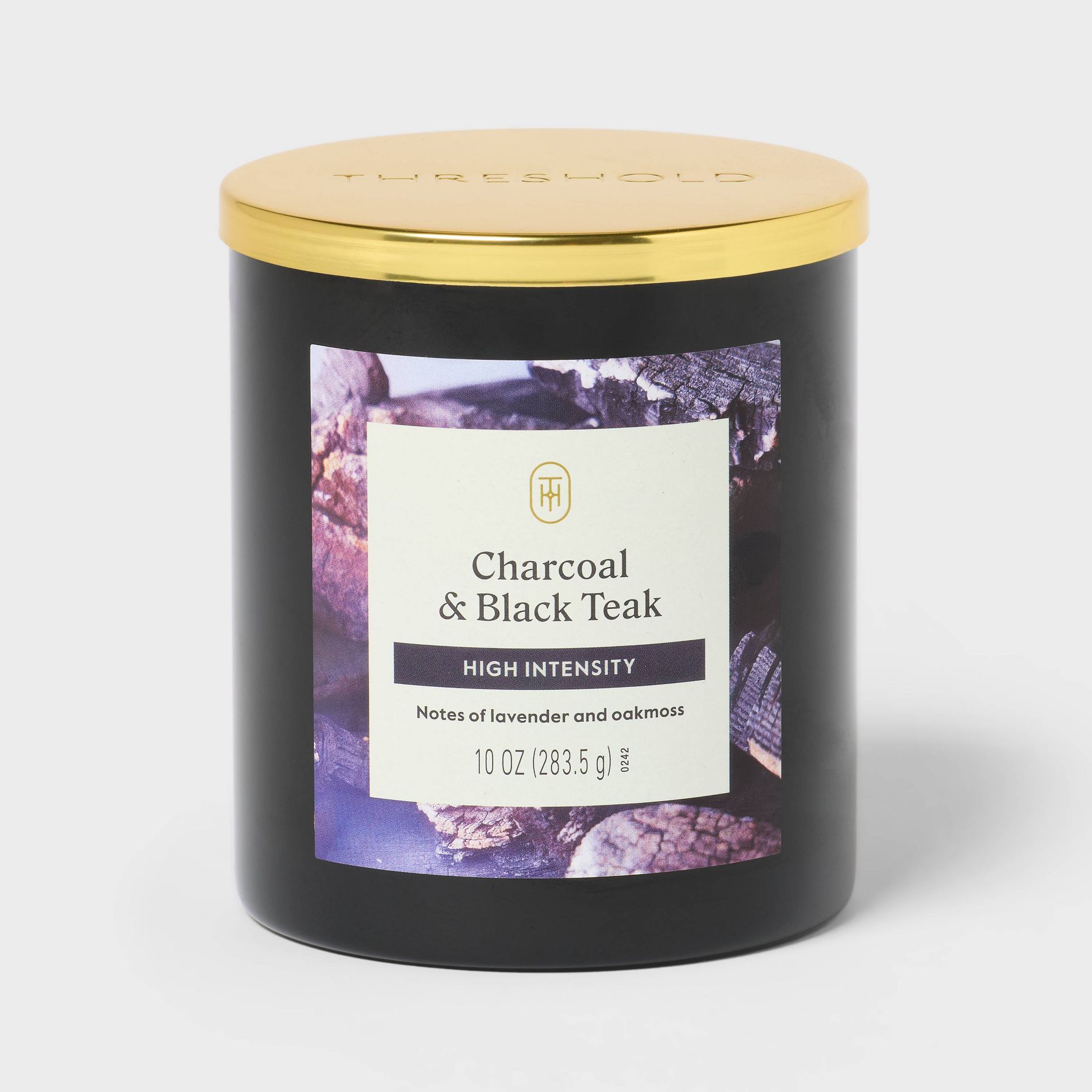 High Intensity Charcoal and Black Teak Jar Candle White 10oz - Threshold™