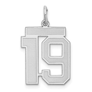 Black Bow Jewelry Sterling Silver, Jersey Collection, Medium Number 19 Pendant - 1 of 4