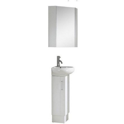 White Oak Corner Vanity with Medicine Cabinet and Sink