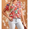Women's Floral Split Neck Top - Shewin Inc. - 2 of 4