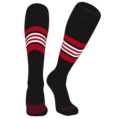 PEAR SOX Striped OTC Baseball, Softball, Football Socks (G) Black, Red, White (S) - image 1 of 3