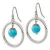 Chisel Stainless Steel Polished with Synthetic Turquoise Dangle Earrings with Shepherd Hook - 2 of 4