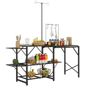 Outsunny Folding Camp Kitchen, Camping Table Cooking Station with Adjustable Lamp Stand - 1 of 4