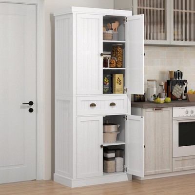NicBex Buffet Cabinet with Storage 72" Freestanding Kitchen Pantry Floor Sideboard Cabinet with 4 Doors, Drawer and Adjustable Shelves