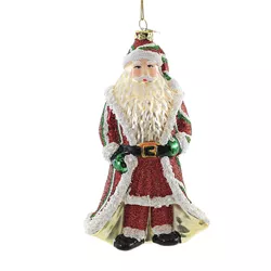 Noble Gems 6.5" Striped Santa Ornament Cluas Christmas  -  Tree Ornaments