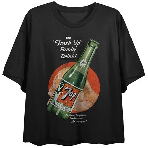 7UP The Fresh Up Family Drink Crew Neck Short Sleeve Women's Black Crop Top - 1 of 4