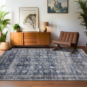 Area Rug, Non-Shedding Vintage Print Decorative Rug, Non-Slip Farmhouse Antique Indoor Rug, Machine Washable Low Pile Rug for Bedroom, Living room - 1 of 4