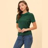 INSPIRE CHIC Women's Peter Pan Collar Keyhole Back Vintage Polka Dots Blouses - 2 of 4