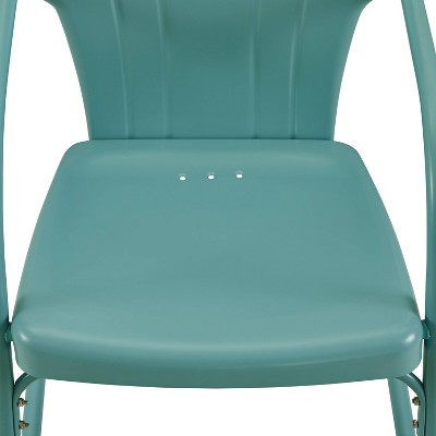 Teal and Blue Green Scalloped Steel Retro Patio Chairs, Set of 2