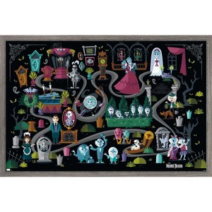 Trends International Disney Haunted Mansion - Map Framed Wall Poster Prints - 1 of 4